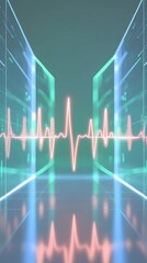 Futuristic Holographic Heart Rate Visualization, Business Health Tech Wallpaper