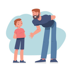 Man Parent with His Son Have Close Relationship Spend Time Together Vector Illustration