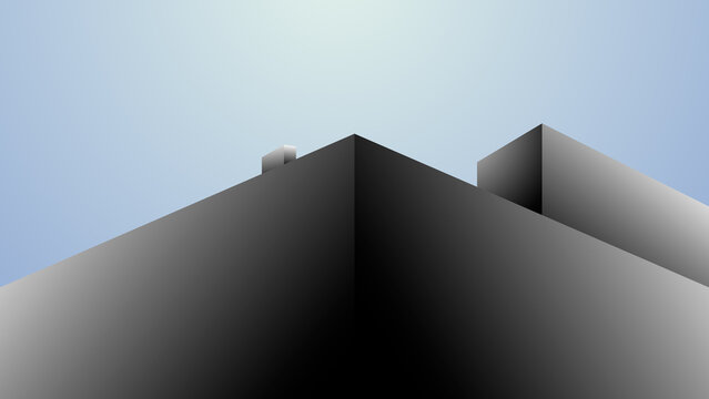 black cube building and sky
