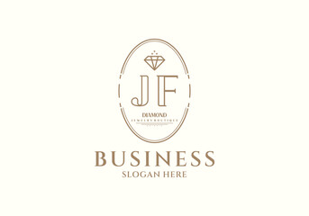 Elegant JF Monogram Logo with Diamond Accent for Business and Jewelry