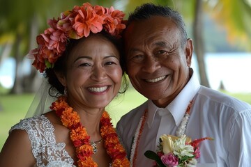 Joyful Celebration of Love with Affectionate Couple Sharing Laughter and Dance in Tropical Paradise