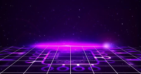 3d Space Track Transforming runway of spaceships. Space Technology Chips moving futuristic cybersecurity digital database movements. Subtle seamless loop of big data matrix numbers algorithm.Data flow - Powered by Adobe