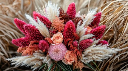 Radiant Bouquet Adorned with Pink and Peach Hues Emphasizing Elegance and Natural Beauty in Floral Arrangement