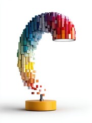 Obraz premium Abstract Pixelated Rainbow Lamp on Yellow Base