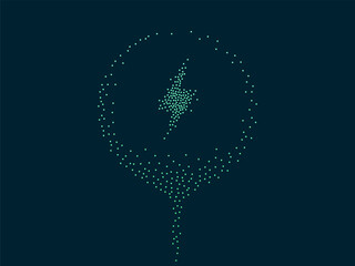 Electric Vehicle battery charging Interface with dots lightning bolt symbol electric energy circle moving vector design concept. Battery charging dashboard for ui, ev car, website, infographic.