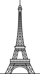 Fototapeta premium Eiffel Tower line art illustration on white background Paris France