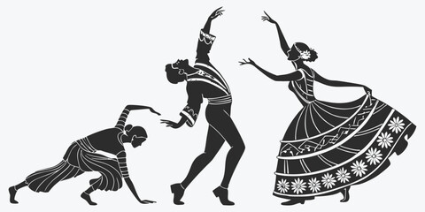 Abstract geometric shapes with vibrant color palette silhouette