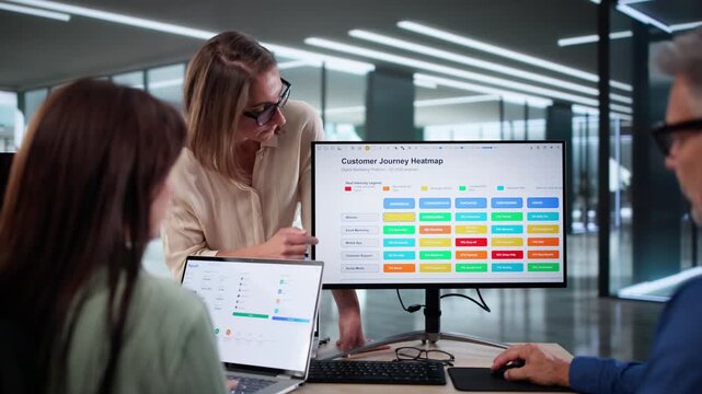 Business People Editing Customer Journey Heatmap
