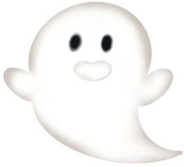 A Halloween - themed drawing of a cute little ghost. Illustration vector.