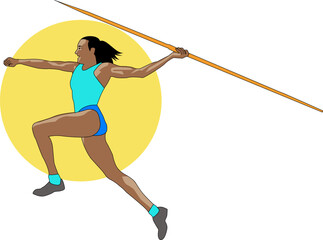 Female Javelin Throw Athlete Vector Illustration