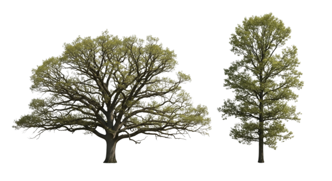 Mature Oak Tree Bundle isolated on transparent background