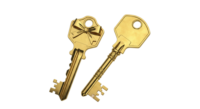 Luxury Golden Key Collection isolated on transparent background (2)