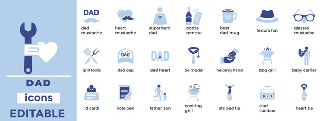 Modern dad vector icons for family, parenting, and lifestyle projects with clean, minimal, and editable design.