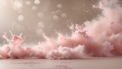 Abstract pink powder explosion creating a delicate artistic effect