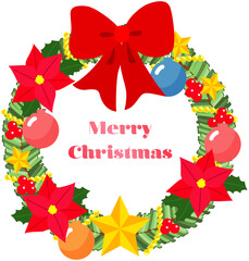 華やかなクリスマスリースのイラスト