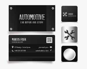 Obraz premium automotive service mechanic business card 