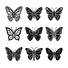 Fototapeta premium Butterfly Icons – Nature, Insect, and Decorative Wing Vector Set for Design & Branding