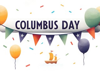 Columbus Day Celebration with Balloons and Festive Decorations