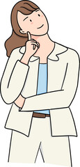 illustration of thoughtful business woman in beige suit