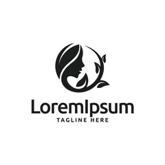Luxury woman hair nature logo