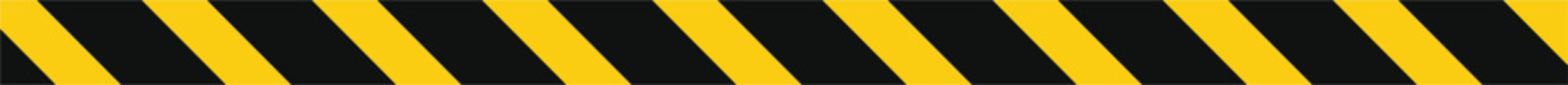 Yellow and black warning tape with alternating square stripe pattern caution border safety stripe vector illustration on transparent background.