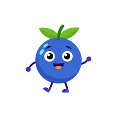 Fototapeta premium cartoon bilberries fruit mascot character in funny