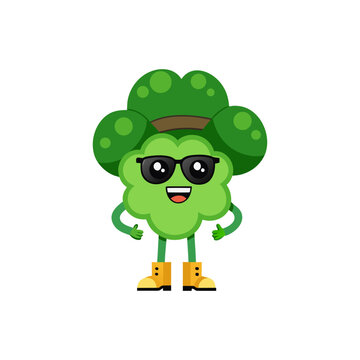 cartoon broccoflower vegetable mascot character in