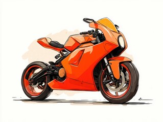 Obraz premium Orange Sportbike Watercolor Illustration