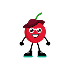 cartoon cherry fruit mascot character in funny and