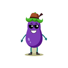 cartoon eggplant fruit mascot character in funny a