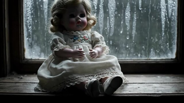 little girl looking out window