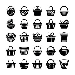 Basket Icons Set &ndash; High-Quality Storage and Picnic Clipart for Design & Branding