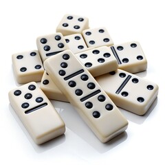Pile of White Dominoes with Black Dots game board game