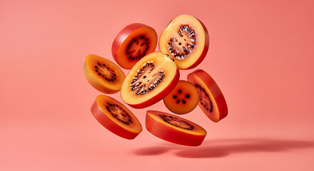 Sliced Tamarillo Fruit Fresh Vibrant and Ready to Eat.