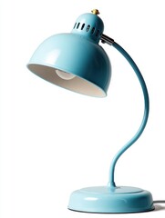 Light Blue Metal Desk Lamp on White Background