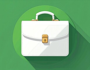 Illustration of a white briefcase on a green background for business or work