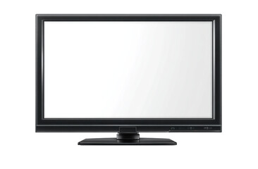 Modern black television isolated on transparent background, blank screen display