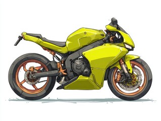 Fototapeta premium Lime Green Sportbike Illustration Side View Digital Art