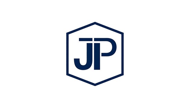 Monogram initials "JP" enclosed in a hexagon