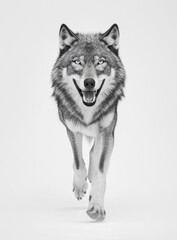 Fototapeta premium Majestic Wolf Running Toward Camera