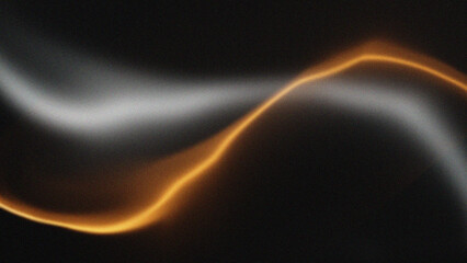 Abstract glowing orange wave on a dark textured background with light particles