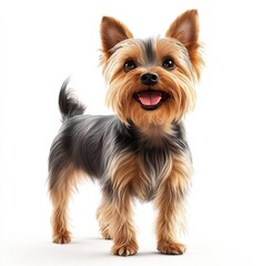 Yorkie Terrier Happy Expression Isolated White