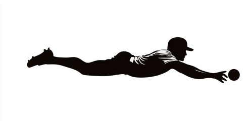 Baseball Player Diving to Catch Ball