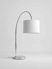 Naklejka premium Modern Chrome Floor Lamp with White Shade