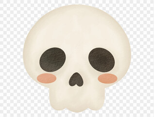Cute kawaii skull spooky cartoon Halloween scary head illustration Vector.