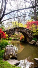 Garden stone bridge