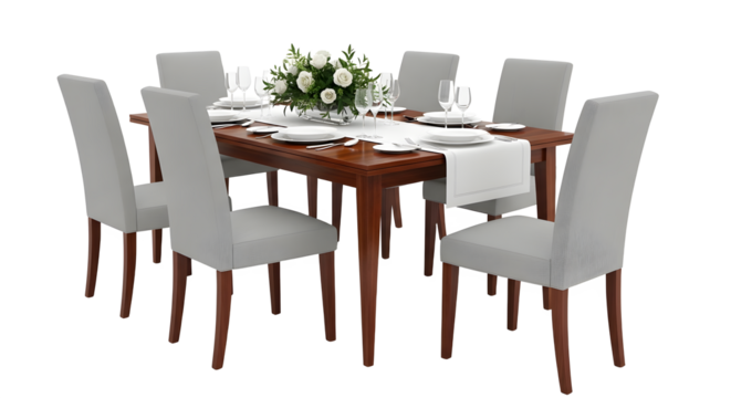 table and chairs on white