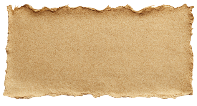 Torn piece of brown paper isolated on transparent background, great for scrapbooking