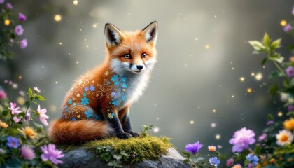 Fototapeta premium A Fox in Floral Repose