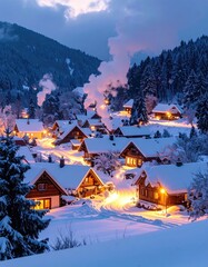 Snowy village nestled in mountains (3)